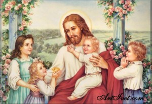 Диамантен гоблен ИСУС ПАЗИ ДЕЦАТА